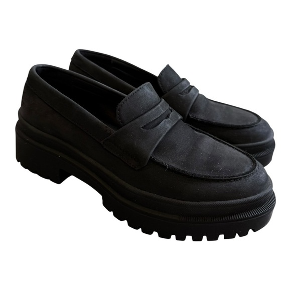 Portland Leather Goods Patina Shadow Black Zoe Chunky Loafers Size 6.5 - Picture 3 of 15